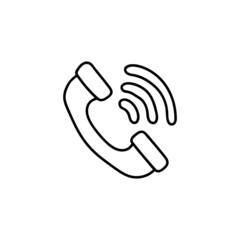 Phone call ringing icon in flat black line style, isolated on white 