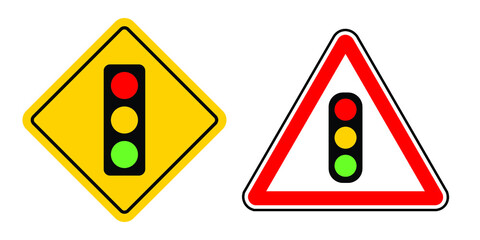 traffic light sign set, vector illustration 