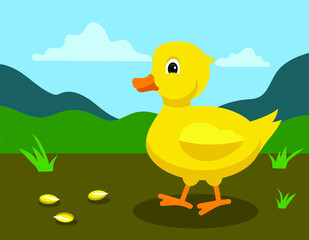Obraz na płótnie Canvas cute yellow duck, vector illustration 