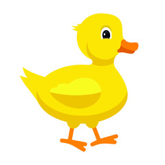 cute yellow duck cartoon concept, vector illustration 