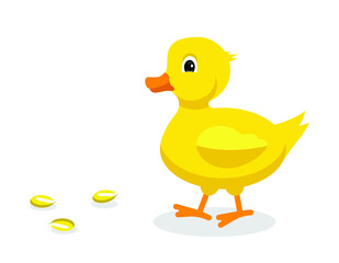 cute duck, corn seed, vector illustration 
