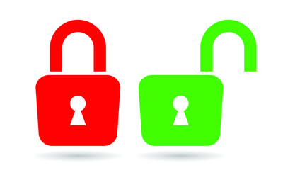padlocks locked and unlocked, vector illustration 