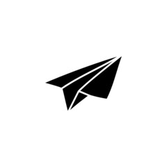  paper plane Message icon in solid black flat shape glyph icon, isolated on white background 