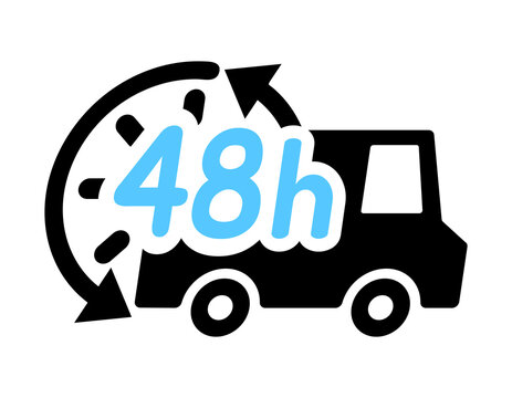 delivery truck 48 hours icon, vector illustration 