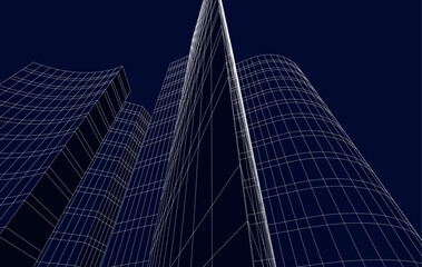 modern architecture digital drawing