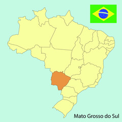 brazil map, mato grosso do sul, vector illustration 