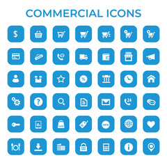 Trendy flat design big commercial icons set