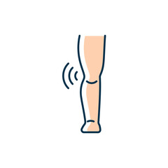 Juvenile idiopathic arthritis RGB color icon. Joint damage in children. Chronic rheumatologic disease. Autoimmune condition. Pain in knees. Isolated vector illustration. Simple filled line drawing