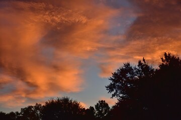 Fototapeta na wymiar Morning sunrise with a dramatic sky
