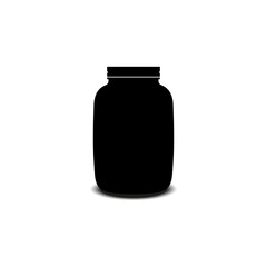 A jar with a twisted lid is black on a white background.