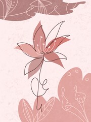 Flower One Continuous Line Wall Art Background 