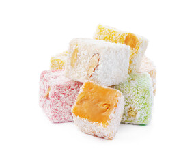 Traditional Turkish delight isolated on white background