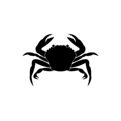 The icon of a large sea crab is a group of crustaceans in black on a white background.