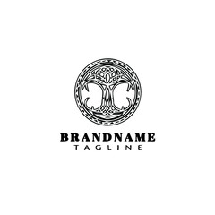 Obraz premium tree with roots logo cartoon icon design template black isolated vector