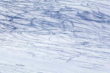 ski slope, Dombai ski resort, on the ski slope, snowboard traces