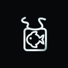 Baby Bib With A Fish silver plated metallic icon