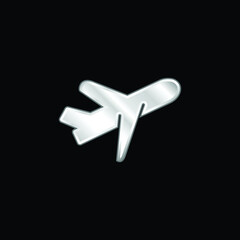 Fototapeta na wymiar Airplane silver plated metallic icon