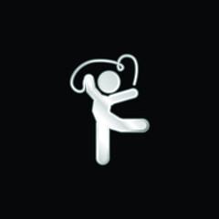 Artistic Gymnast Posture With Ribbon silver plated metallic icon