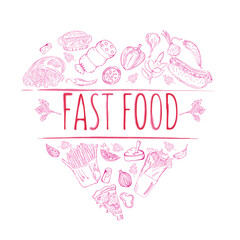 Fast Food Doodle Hand Made Design Vector