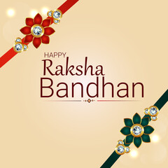 Realistic vector illustration of happy raksha bandhan celebration greeting card