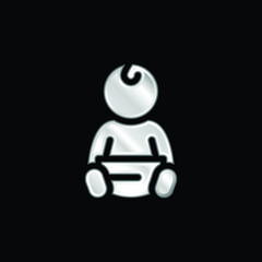 Baby silver plated metallic icon