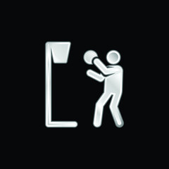 Basketball silver plated metallic icon