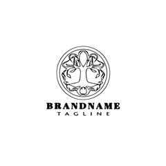 tree with roots logo unique icon design template black isolated vector illustration