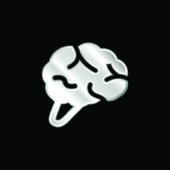 Brain silver plated metallic icon