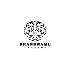 Fototapeta premium symbol tree with roots logo cartoon icon design template black isolated vector illustration