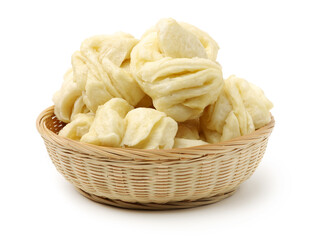 Chinese steamed roll. Close up on white background 