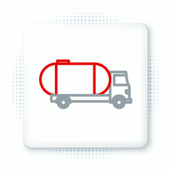 Line Tanker truck icon isolated on white background. Petroleum tanker, petrol truck, cistern, oil trailer. Colorful outline concept. Vector
