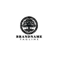 tree with roots logo cartoon icon design template black isolated vector concept