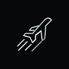 Airplane Side View In Flight silver plated metallic icon