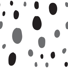 Polka dots seamless pattern. Hand drawn doodle circles monochrome texture background. Random spots.