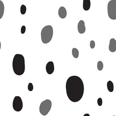 Polka dots seamless pattern. Hand drawn doodle circles monochrome texture background. Random spots.
