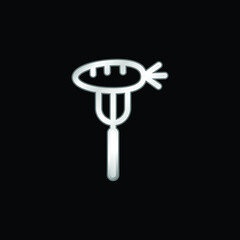 Baby Carrot On A Fork silver plated metallic icon