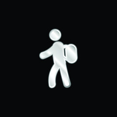 Backpacker silver plated metallic icon