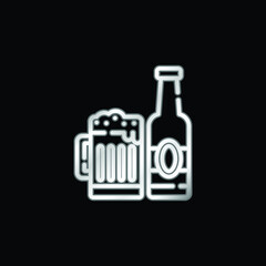 Beer silver plated metallic icon