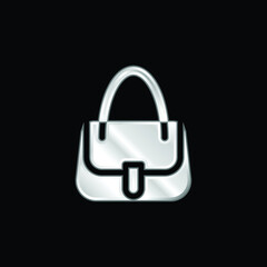 Bag silver plated metallic icon