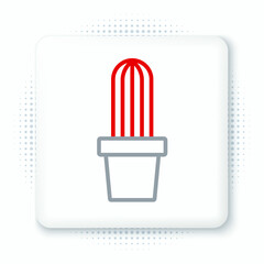 Line Cactus peyote in pot icon isolated on white background. Plant growing in a pot. Potted plant sign. Colorful outline concept. Vector