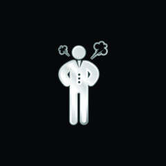 Angry Boss silver plated metallic icon