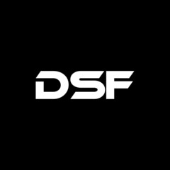 DSF letter logo design with black background in illustrator, vector logo modern alphabet font overlap style. calligraphy designs for logo, Poster, Invitation, etc.