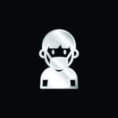 Boy silver plated metallic icon