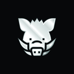 Obraz premium Boar silver plated metallic icon