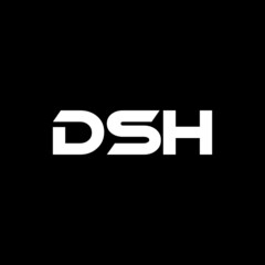 DSH letter logo design with black background in illustrator, vector logo modern alphabet font overlap style. calligraphy designs for logo, Poster, Invitation, etc.