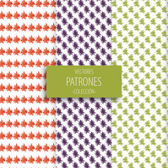 patrón con motivos verdes- naranjas y violetas