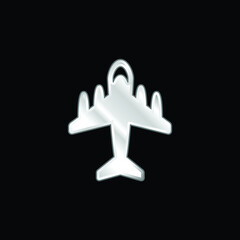 Obraz premium Big Plane With Four Engines silver plated metallic icon