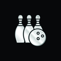 Bowling silver plated metallic icon
