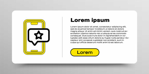 Line Mobile phone with review rating icon isolated on white background. Concept of testimonials messages, notifications, feedback. Colorful outline concept. Vector