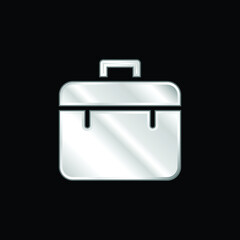 Briefcase silver plated metallic icon